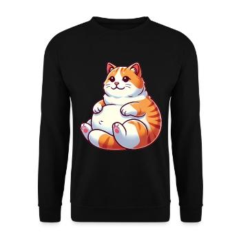 Mollige Tabby Katze entspannende Illustration - Unisex Pullover - Schwarz - Vorne - Alina (178cm) & Michal (187cm)