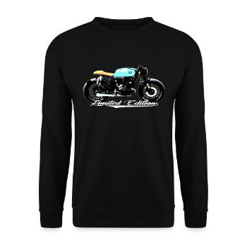 Cafe Racer Vintage Motorrad - Unisex Pullover - Schwarz - Vorne - Alina (178cm) & Michal (187cm)