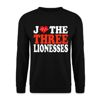 love three lionesses england soccer team - Unisex Sweatshirt - black - Front - Alina (178cm) & Michal (187cm)