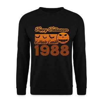 Kürbis Halloween Geburtstag Baujahr 1988 Vintage - Unisex Pullover - Schwarz - Vorne - Alina (178cm) & Michal (187cm)
