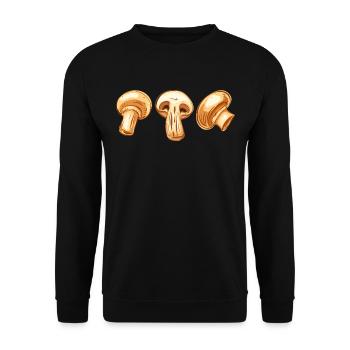 Drei braune Pilze die Champignons Pilze - Unisex Pullover - Schwarz - Vorne - Alina (178cm) & Michal (187cm)