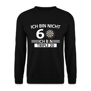 Ich bin nicht 60 ich bin Triple 20 Geburtstag Dart - Unisex Pullover - Schwarz - Vorne - Alina (178cm) & Michal (187cm)