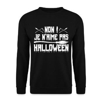 Anti halloween humour Je n'aime pas Halloween - Sweat-shirt Unisexe - noir - Devant - Alina (178cm) & Michal (187cm)