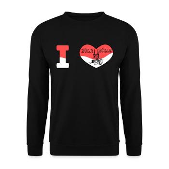 I Love Köln ich liebe Kölle Cologne City - Unisex Pullover - Schwarz - Vorne - Alina (178cm) & Michal (187cm)