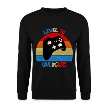 Level 10 freigeschaltet - Unisex Pullover - Schwarz - Vorne - Alina (178cm) & Michal (187cm)
