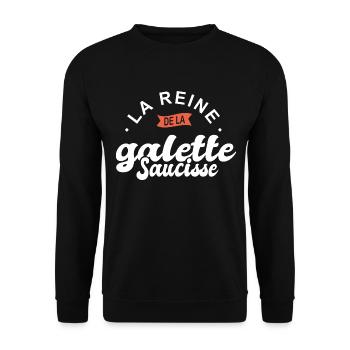 reine la galette saucisse breton bretagne cuisine - Sweat-shirt Unisexe - noir - Devant - Alina (178cm) & Michal (187cm)