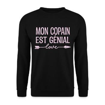Mon Copain est génial, cadeau copain.cadeau copine - Sweat-shirt Unisexe - noir - Devant - Alina (178cm) & Michal (187cm)
