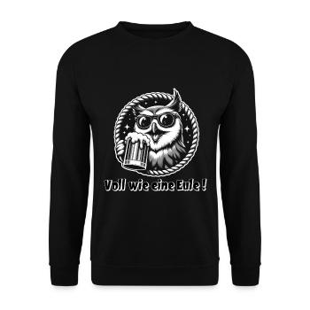 Voll wie eine Eule , Malle Party, Apres Ski - Unisex Pullover - Schwarz - Vorne - Alina (178cm) & Michal (187cm)
