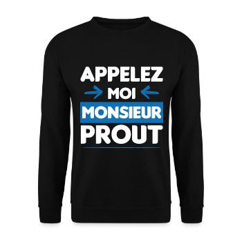 cadeau drôle monsieur prout - Sweat-shirt Unisexe - noir - Devant - Alina (178cm) & Michal (187cm)
