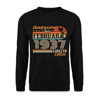 Birthday Vintage Gift Idea February 1937 - Unisex Sweatshirt - black - Front - Alina (178cm) & Michal (187cm)