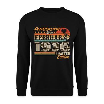 Birthday Vintage Gift Idea February 1936 - Unisex Sweatshirt - black - Front - Alina (178cm) & Michal (187cm)