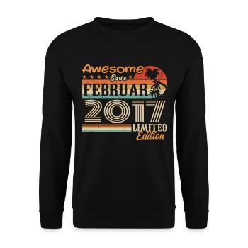 Geburtstag Vintage Geschenkidee Februar 2017 - Unisex Pullover - Schwarz - Vorne - Alina (178cm) & Michal (187cm)