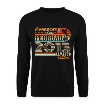 Geburtstag Vintage Geschenkidee Februar 2015 - Unisex Pullover - Schwarz - Vorne - Alina (178cm) & Michal (187cm)