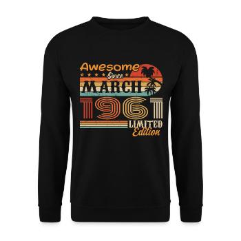 March 1961 Vintage 1961 Retro Birthday Gift - Unisex Sweatshirt - black - Front - Alina (178cm) & Michal (187cm)