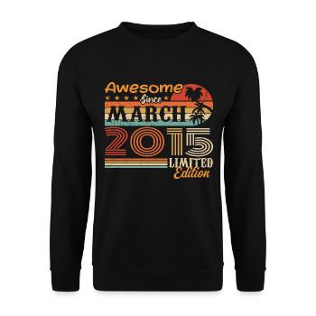 Mars 2015 Vintage 2015 rétro cadeau d’anniversaire - Sweat-shirt Unisexe - noir - Devant - Alina (178cm) & Michal (187cm)
