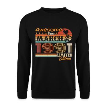 Mars 1991 Vintage 1991 rétro cadeau d’anniversaire - Sweat-shirt Unisexe - noir - Devant - Alina (178cm) & Michal (187cm)