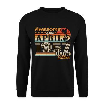Les légendes sont nées en avril 1957 - Sweat-shirt Unisexe - noir - Devant - Alina (178cm) & Michal (187cm)