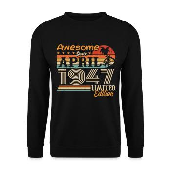 Les légendes sont nées en avril 1947 - Sweat-shirt Unisexe - noir - Devant - Alina (178cm) & Michal (187cm)