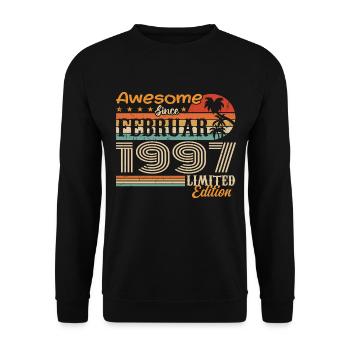 Birthday Vintage Gift Idea February 1997 - Unisex Sweatshirt - black - Front - Alina (178cm) & Michal (187cm)