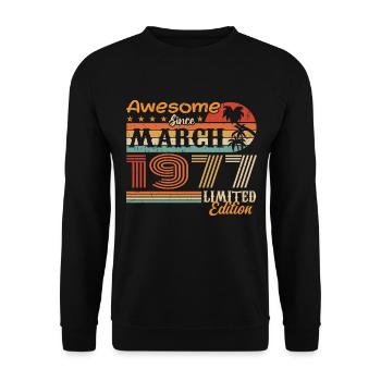 Mars 1977 Vintage 1977 rétro cadeau d’anniversaire - Sweat-shirt Unisexe - noir - Devant - Alina (178cm) & Michal (187cm)