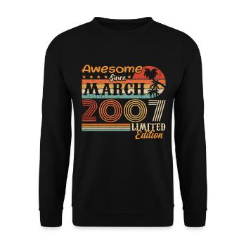 March 2007 Vintage 2007 Retro Birthday Gift - Unisex Sweatshirt - black - Front - Alina (178cm) & Michal (187cm)