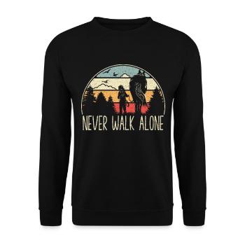 Horse - Never walk alone - faithful companion - Unisex Sweatshirt - black - Front - Alina (178cm) & Michal (187cm)