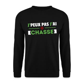 J PEUX PAS J AI CHASSE CADEAU HUMOUR PAPA CHASSEUR - Sweat-shirt Unisexe - noir - Devant - Alina (178cm) & Michal (187cm)