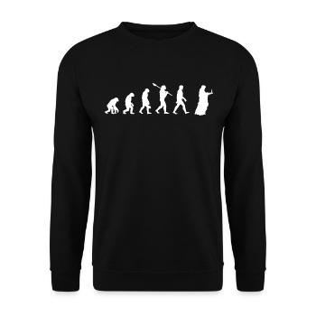 Kerze - Evolution des Menschen / Darwin - Unisex Pullover - Schwarz - Vorne - Alina (178cm) & Michal (187cm)