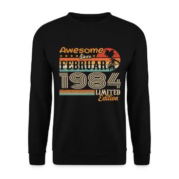 Birthday Vintage Gift Idea February 1984 - Unisex Sweatshirt - black - Front - Alina (178cm) & Michal (187cm)