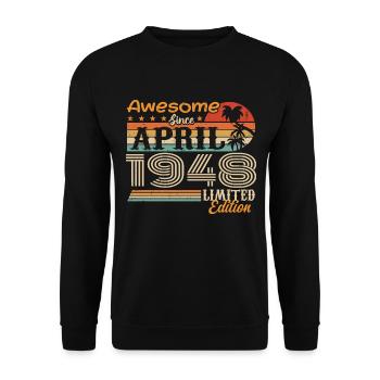 Les légendes sont nées en avril 1948 - Sweat-shirt Unisexe - noir - Devant - Alina (178cm) & Michal (187cm)