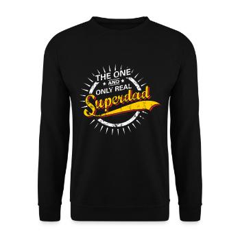 The one and only real Superdad RAHMENLOS® - Unisex Pullover - Schwarz - Vorne - Alina (178cm) & Michal (187cm)