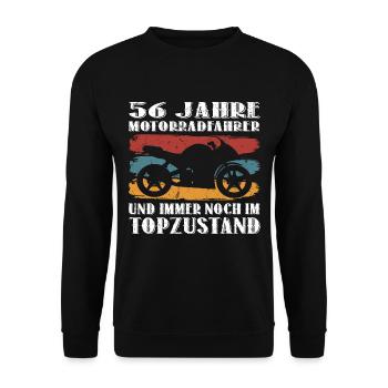 Motorradfahrer Motorrad 56 Jahre 56 Geburtstag - Unisex Pullover - Schwarz - Vorne - Alina (178cm) & Michal (187cm)