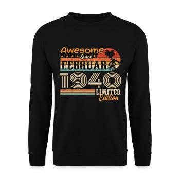 Geburtstag Vintage Geschenkidee Februar 1940 - Unisex Pullover - Schwarz - Vorne - Alina (178cm) & Michal (187cm)