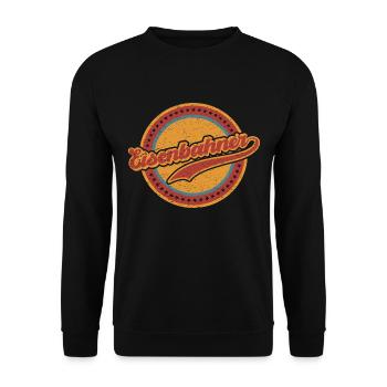 Eisenbahner Eisenbahn Zug Lokomotive Beruf Vintage - Unisex Pullover - Schwarz - Vorne - Alina (178cm) & Michal (187cm)