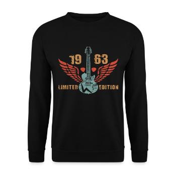 Gitarre Gitarrenspieler Musiker 1963 Geburtstag - Unisex Pullover - Schwarz - Vorne - Alina (178cm) & Michal (187cm)