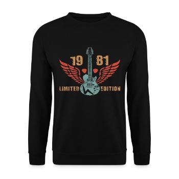 Gitarre Gitarrist Gitarrenspieler 1981 Geburtstag - Unisex Pullover - Schwarz - Vorne - Alina (178cm) & Michal (187cm)