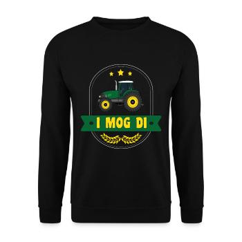 I mog di Traktor Trecker Bauer Landwirtschaft - Unisex Pullover - Schwarz - Vorne - Alina (178cm) & Michal (187cm)