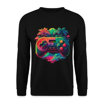 Console rétro - Sweat-shirt Unisexe - noir - Devant - Alina (178cm) & Michal (187cm)