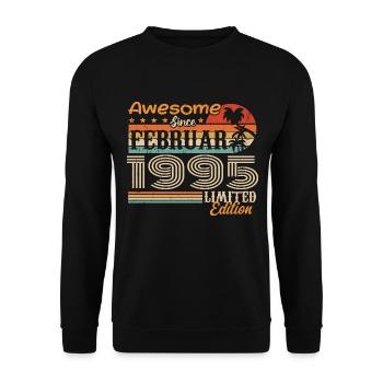 Birthday vintage gift idea February 1995 - Unisex Sweatshirt - black - Front - Alina (178cm) & Michal (187cm)