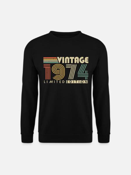 Vintage 1974 Jahrgang Geburtstag Geschenk Retro - Unisex Pullover - Schwarz