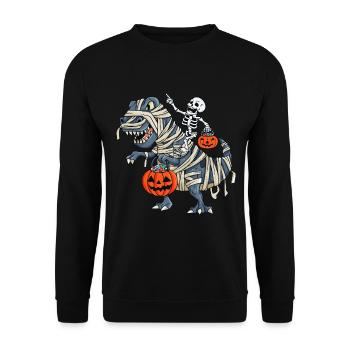 Skelett Reitmama Dinosaurier - Unisex Pullover - Schwarz - Vorne - Alina (178cm) & Michal (187cm)