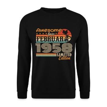 Geburtstag Vintage Geschenkidee Februar 1958 - Unisex Pullover - Schwarz - Vorne - Alina (178cm) & Michal (187cm)