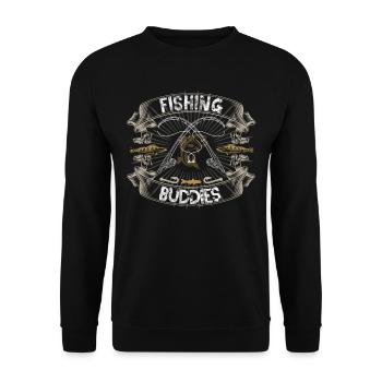 Fishing Buddies Angler Shirt, angeln Sprüche - Unisex Pullover - Schwarz - Vorne - Alina (178cm) & Michal (187cm)