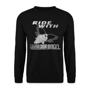 Motorbike driving with guardian angel - Unisex Sweatshirt - black - Front - Alina (178cm) & Michal (187cm)