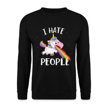 I hate people unicorn unicorn - Unisex Sweatshirt - black - Front - Alina (178cm) & Michal (187cm)