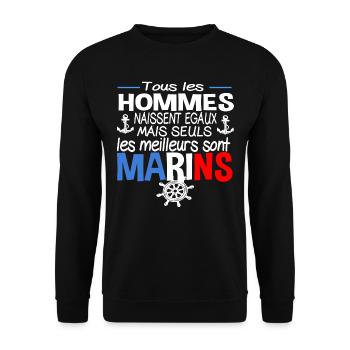 Marin Métier Cadeau Humour Marine Mer Homme - Sweat-shirt Unisexe - noir - Devant - Alina (178cm) & Michal (187cm)
