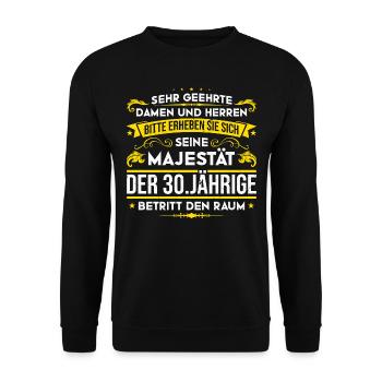 30.Geburtstag Männer Mann Geschenk - Unisex Pullover - Schwarz - Vorne - Alina (178cm) & Michal (187cm)