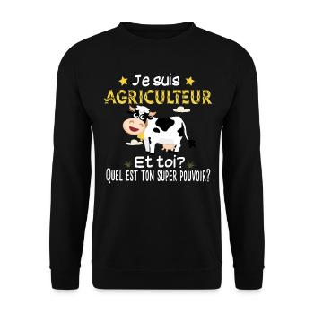 Agriculteur agriculture ferme paysan vache - Sweat-shirt Unisexe - noir - Devant - Alina (178cm) & Michal (187cm)