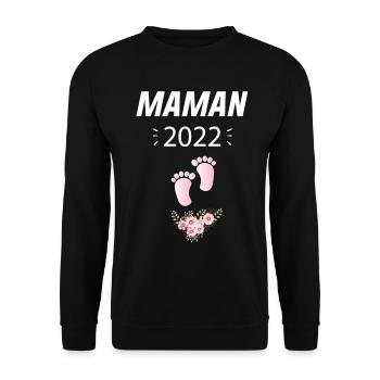 Annonce Grossesse Papa Cadeau Future Maman 2022 - Sweat-shirt Unisexe - noir - Devant - Alina (178cm) & Michal (187cm)