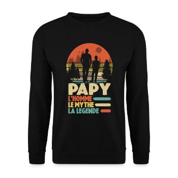 Papy L'homme Le Mythe La Légende - Sweat-shirt Unisexe - noir - Devant - Alina (178cm) & Michal (187cm)